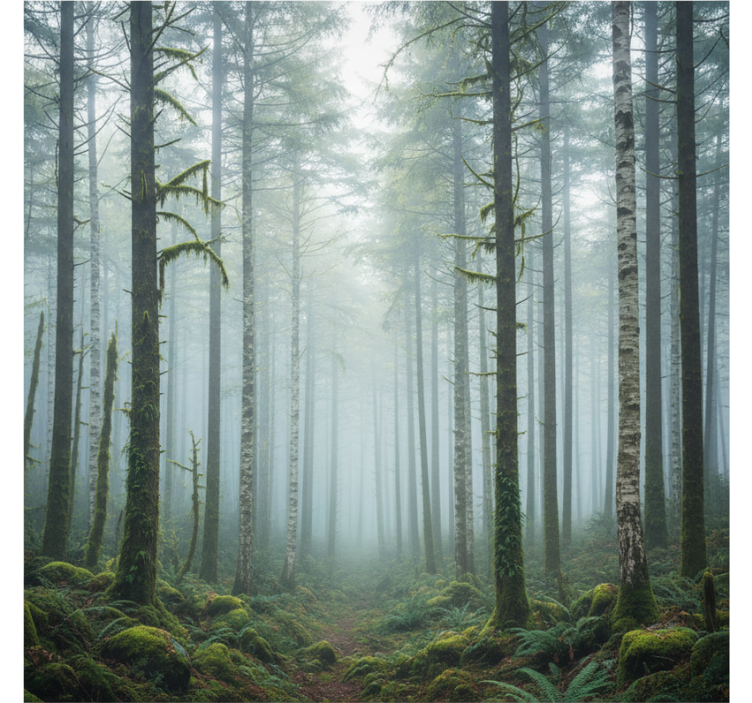Forest wallpaper atmospheric mist mural - TenStickers