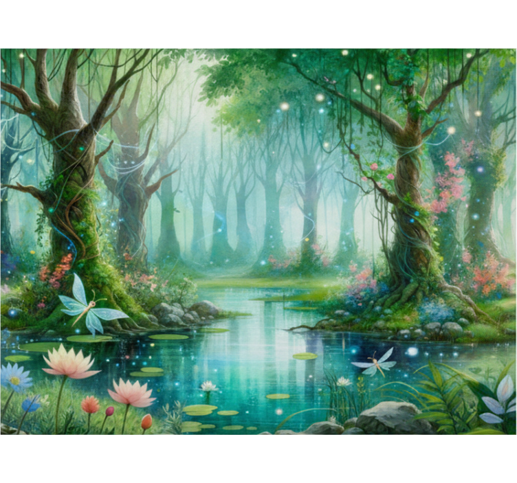 Forest wallpaper whimsical fairy mural - TenStickers