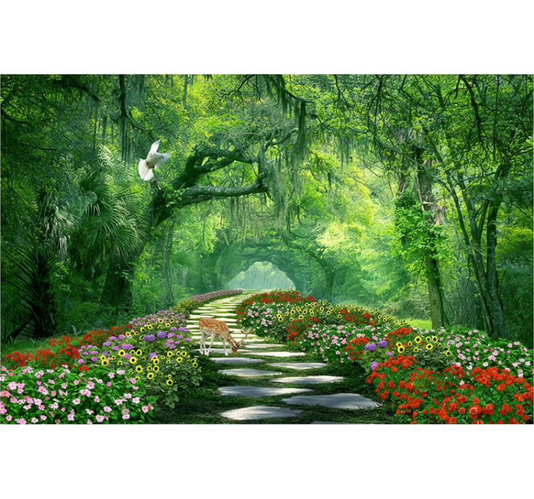 Forest wallpaper surreal woodland path - TenStickers
