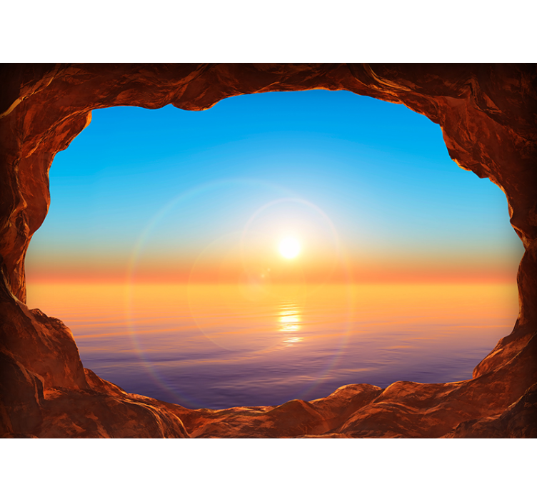 View to the sea through a cave 3D wallpaper - TenStickers