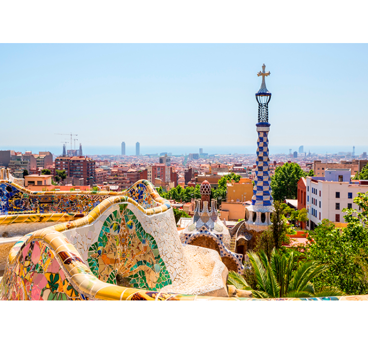 Sea views at Park Güell  Barcelona wall mural - TenStickers