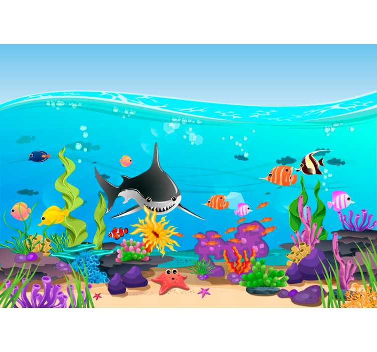 Underwater Marine Life childrens wall mural - TenStickers