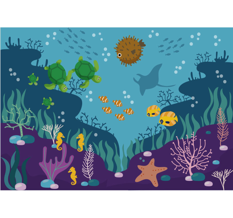Underwater Cartoon Scene nursery wall mural - TenStickers