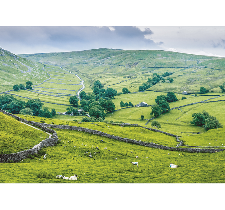 English countryside living room wallpaper - TenStickers