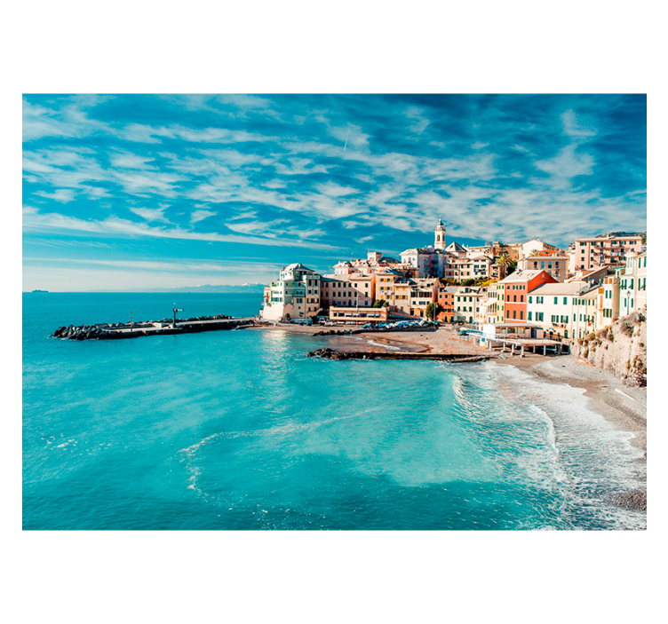 City wall mural coastal italian village - TenStickers