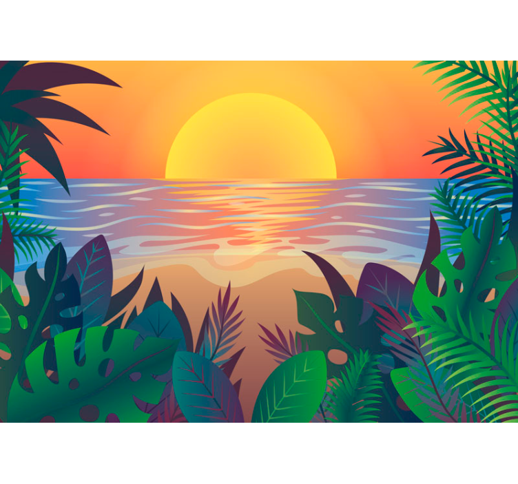 Wall mural nature tropical dusk landscape - TenStickers