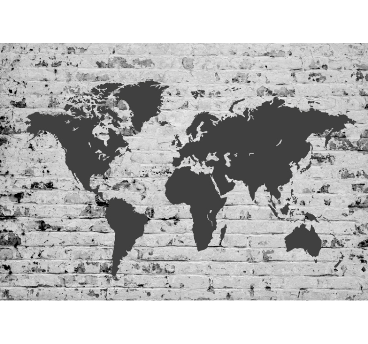 White brick world map  world map mural - TenStickers