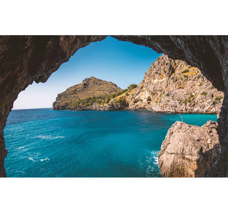Coastal Cave View landscape wall mural - TenStickers