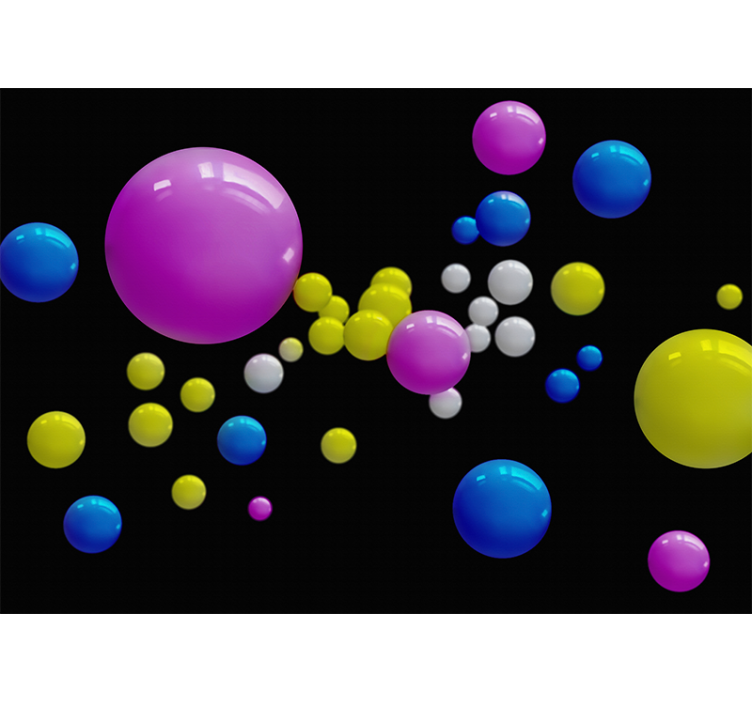 Abstract wall mural of colorful floating spheres - TenStickers