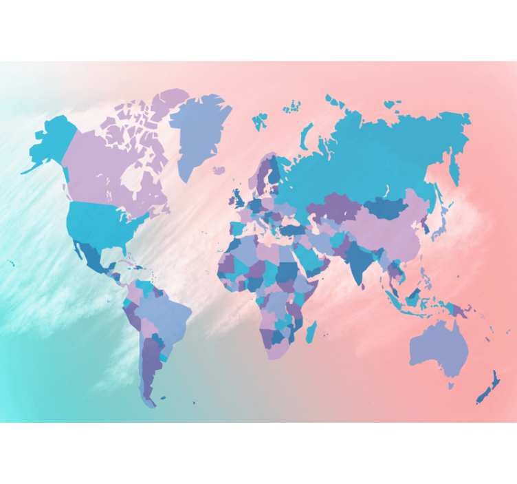 World map wallpaper colorful world map - TenStickers