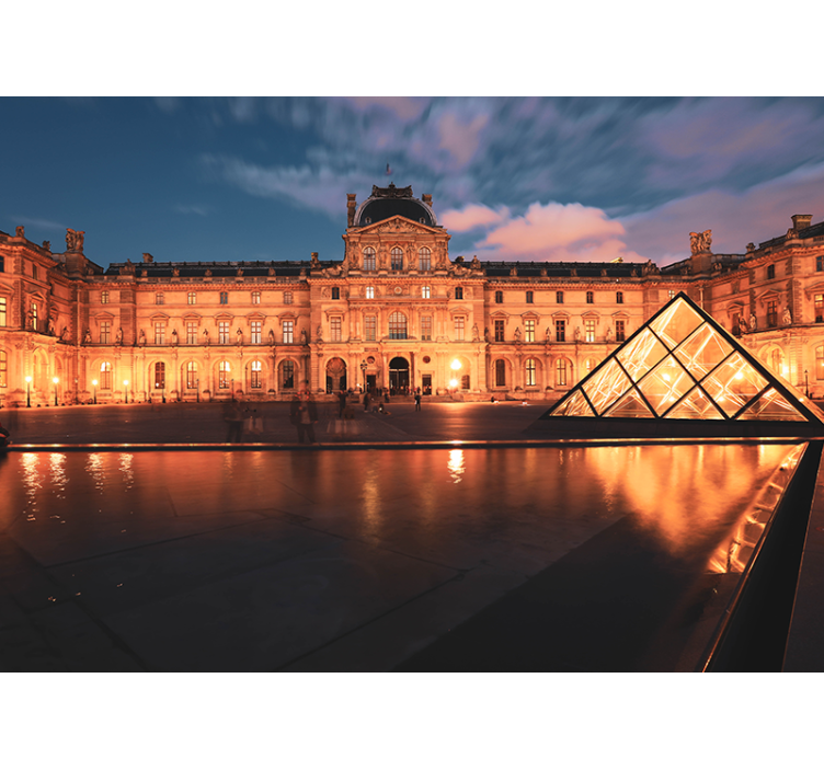 City wall mural louvre pyramid at night - TenStickers