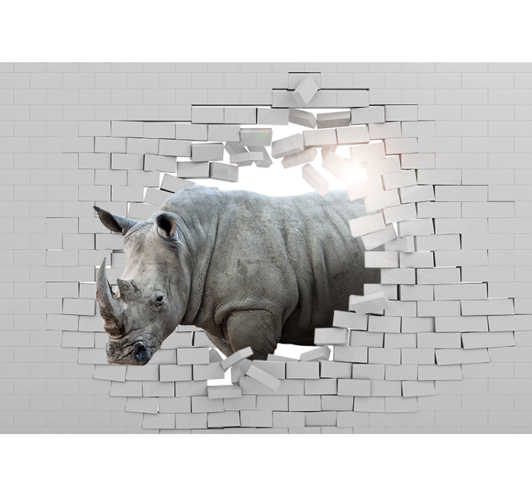 Rhino Breaking Through animals wall mural - TenStickers