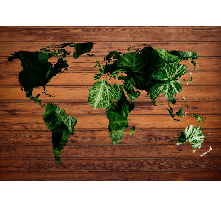 Global Map Foliage world map wallpaper - TenStickers