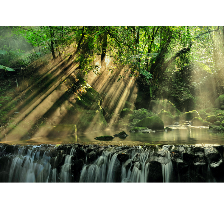 Serene Waterfall Setting wall mural nature - TenStickers
