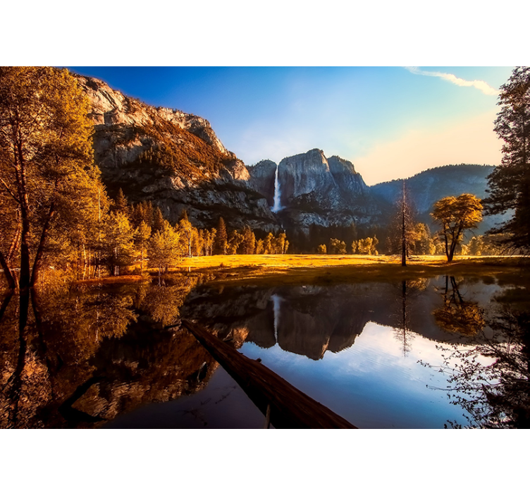 Serene mountain reflection landscape wall mural - TenStickers