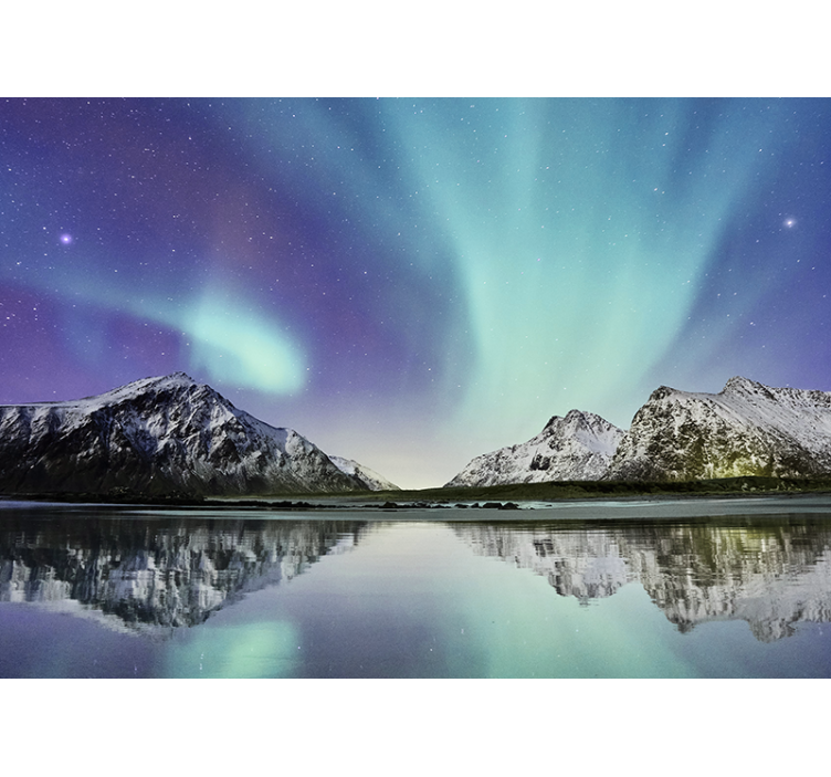 Aurora Borealis Reflections wall mural mountain - TenStickers