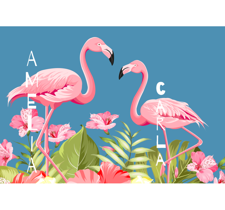 Flamingos and Blooms animals wall mural - TenStickers