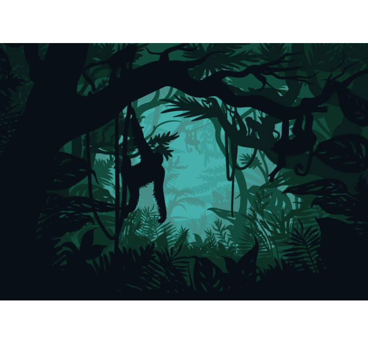 Vibrant jungle landscape jungle wall mural - TenStickers