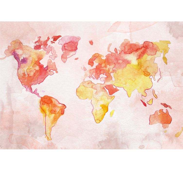 World map wallpaper watercolor global map - TenStickers