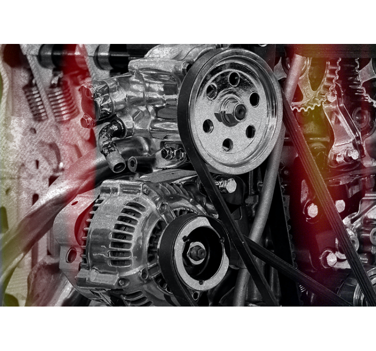 Wall mural vehicle engine parts close-up - TenStickers