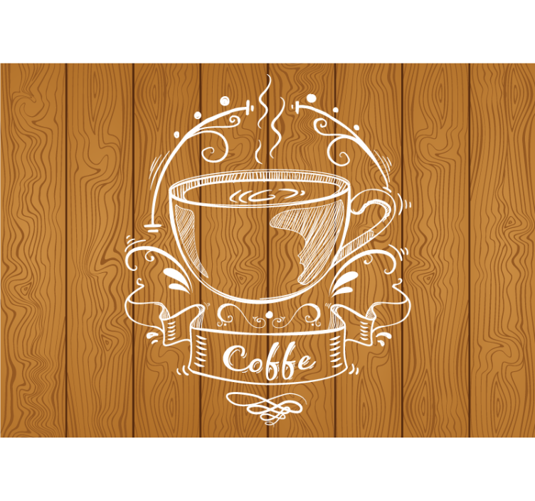 Quote wall mural coffee cup design - TenStickers