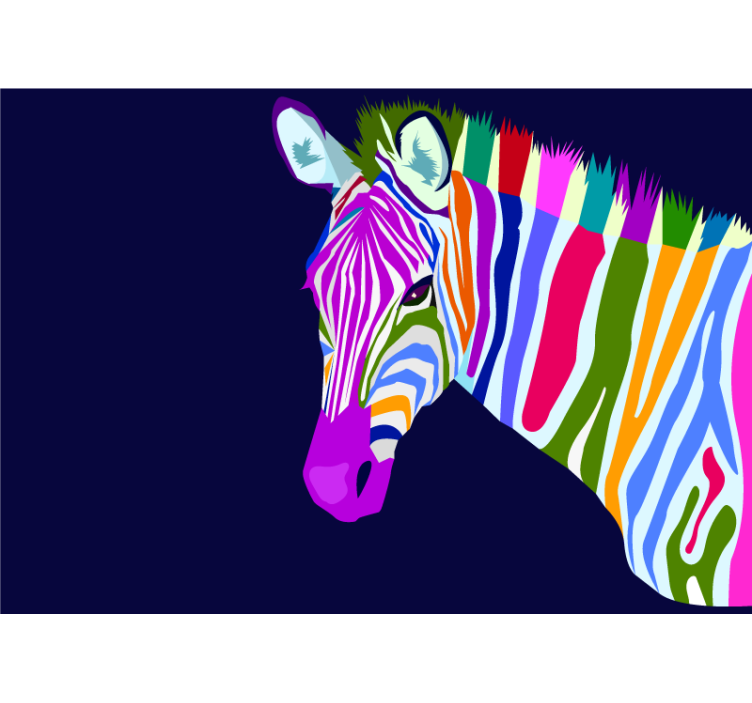 Multicolored Zebra animals wall mural - TenStickers