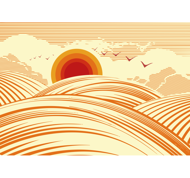 Landscape wall mural setting sun horizon - TenStickers