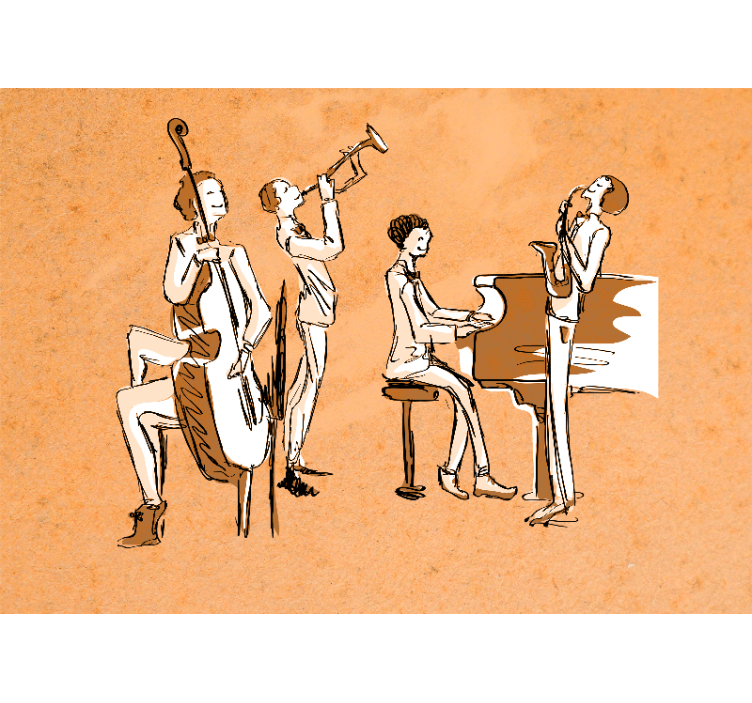 Music wall mural jazz band performance artwork - TenStickers