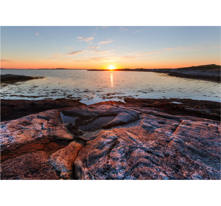 Landscape wall mural serene sunset over water - TenStickers