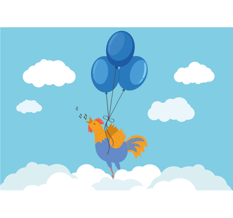Childrens wall mural singing rooster balloons - TenStickers