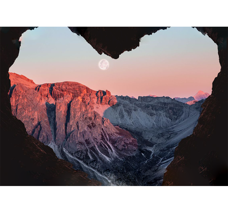 Nature wallpaper heart-shaped mountain view - TenStickers