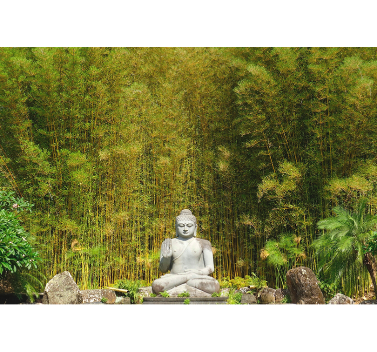 Tranquil Buddha Sculpture living room wall mural - TenStickers