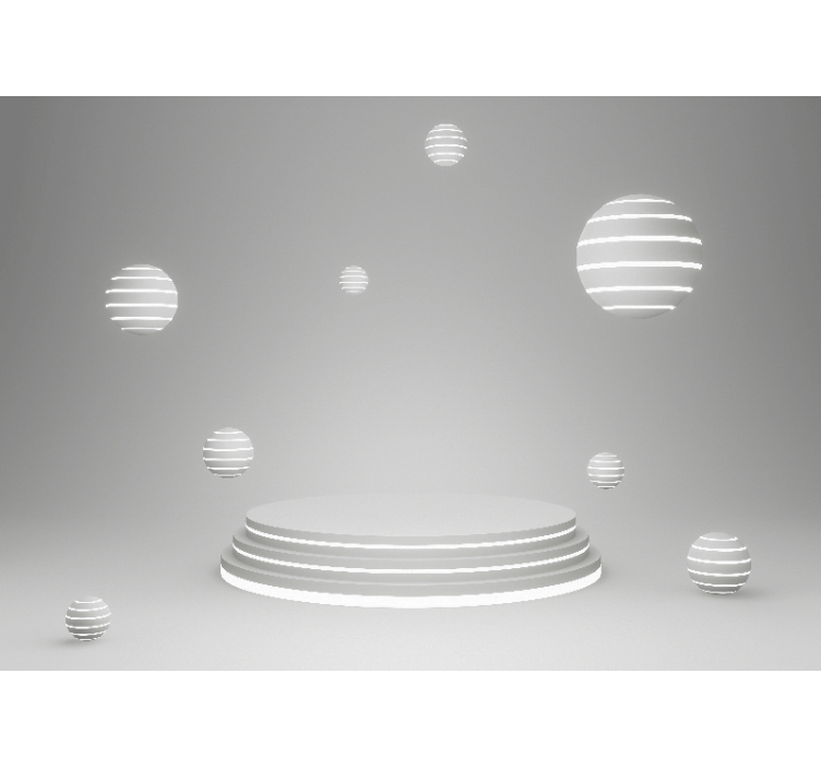 Abstract wall mural geometric floating shapes - TenStickers