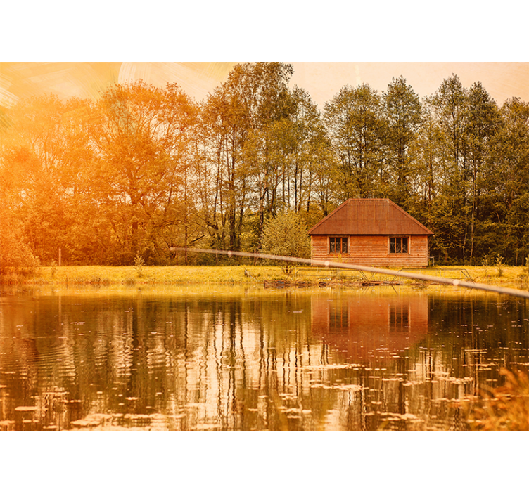 Serene Lakeside View landscape wall mural - TenStickers