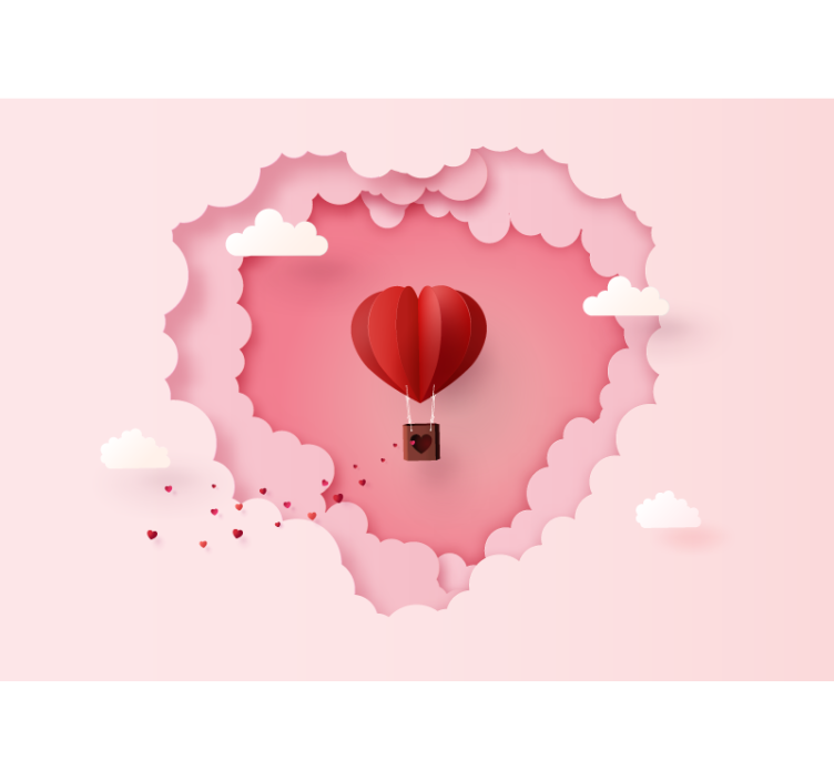 Romantic wall mural heart-shaped hot air balloon - TenStickers