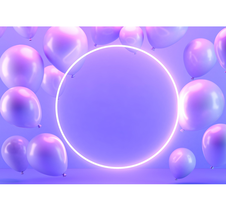 Romantic wall mural floating balloon circle - TenStickers