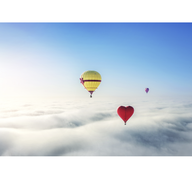 Romantic wall mural buoyant heart balloons - TenStickers