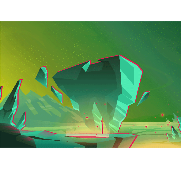 Abstract wall mural geometric green shapes - TenStickers