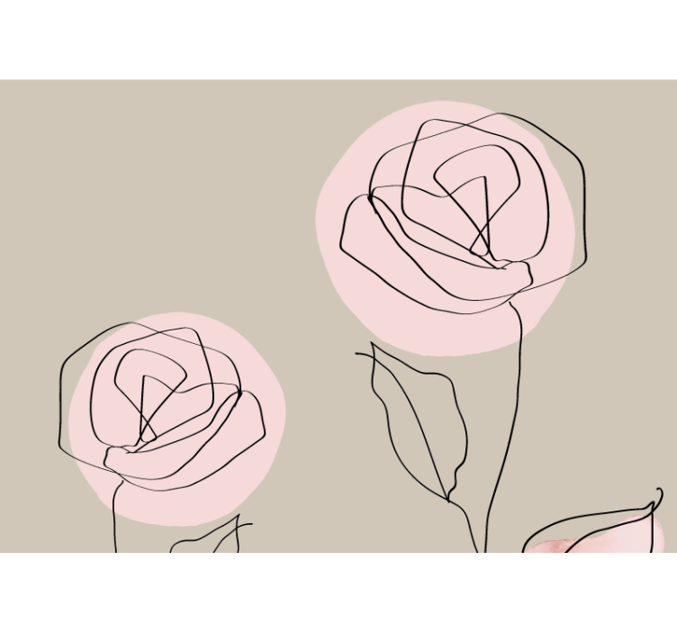 Flower wall mural line art roses design - TenStickers