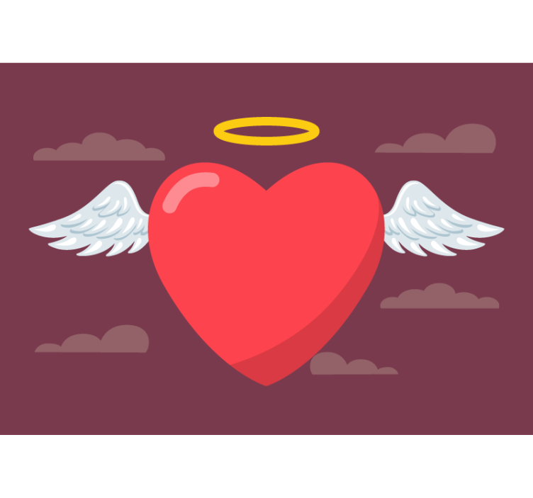 Romantic wall mural heart with wings - TenStickers