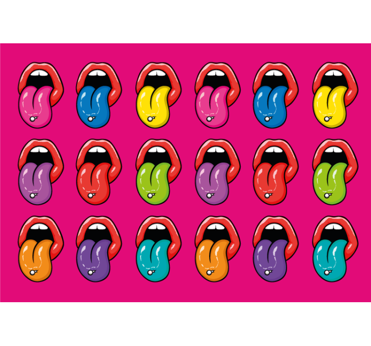 Graffiti wall mural colorful tongue expressions - TenStickers