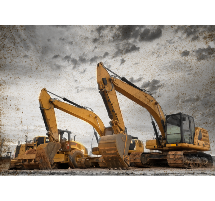 Wall mural vehicle construction machinery showcase - TenStickers