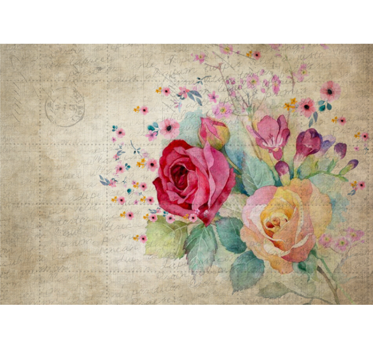 Flower wall mural rose bloom arrangement - TenStickers
