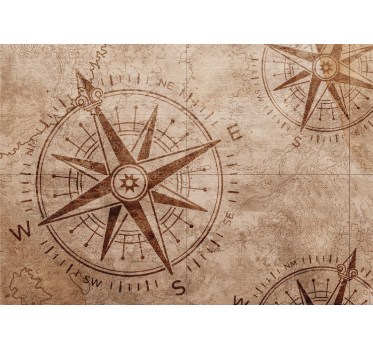 World map wallpaper nautical star compass - TenStickers