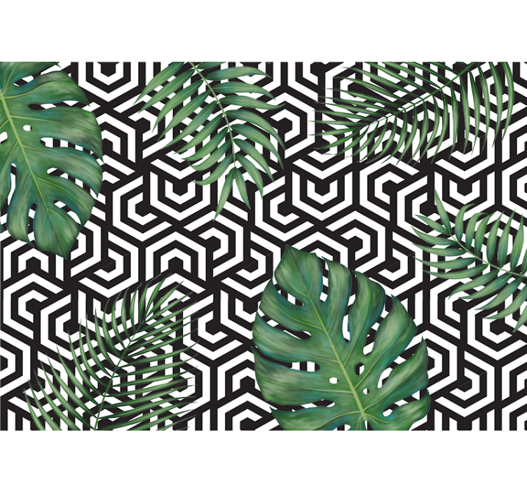 Texture wall mural geometric leaf design - TenStickers