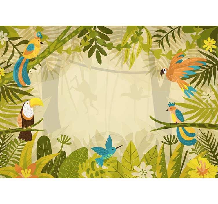 Colorful jungle birds jungle wall mural - TenStickers