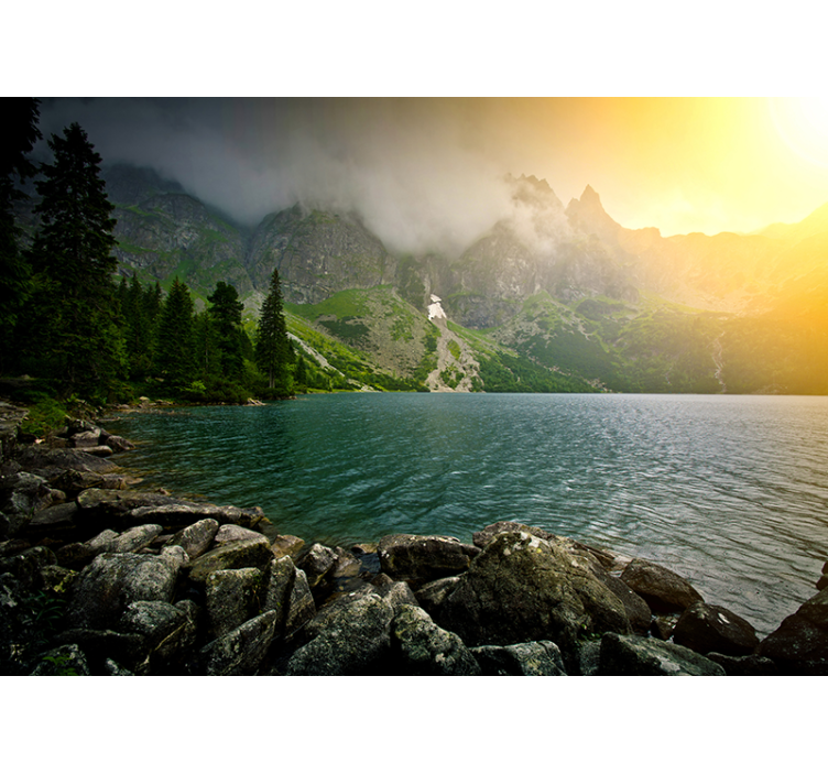 Landscape wall mural mountain lake view - TenStickers