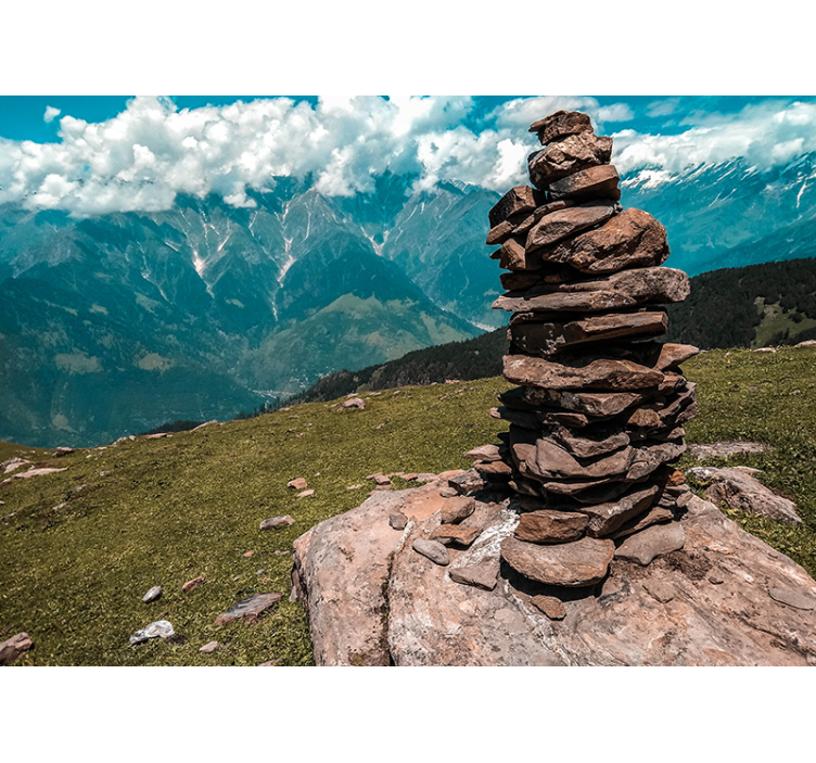 Wall mural mountain stacked stone structure - TenStickers