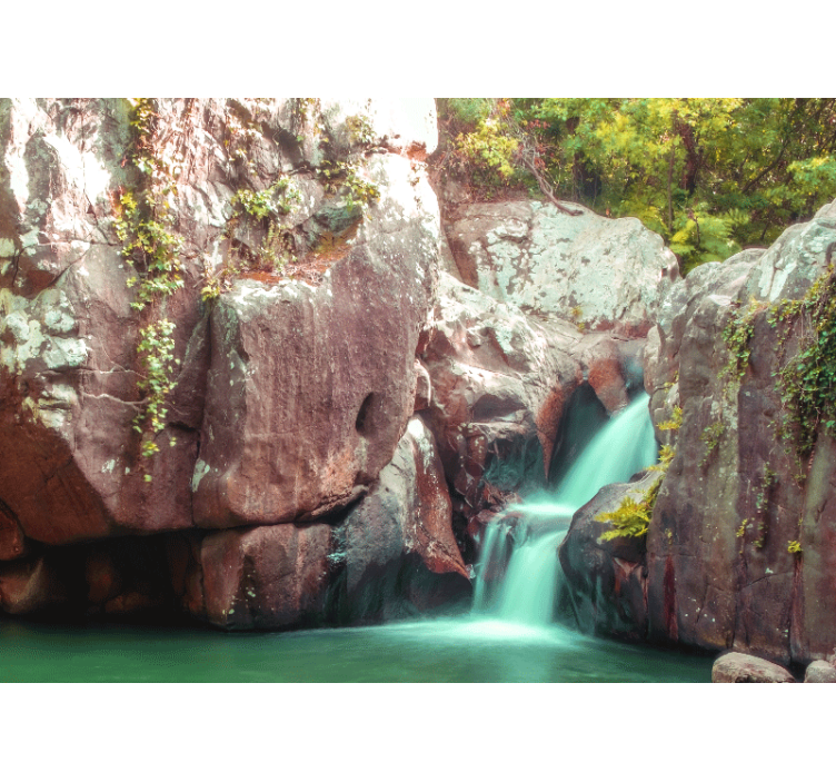 Nature wallpaper tranquil waterfall scene - TenStickers