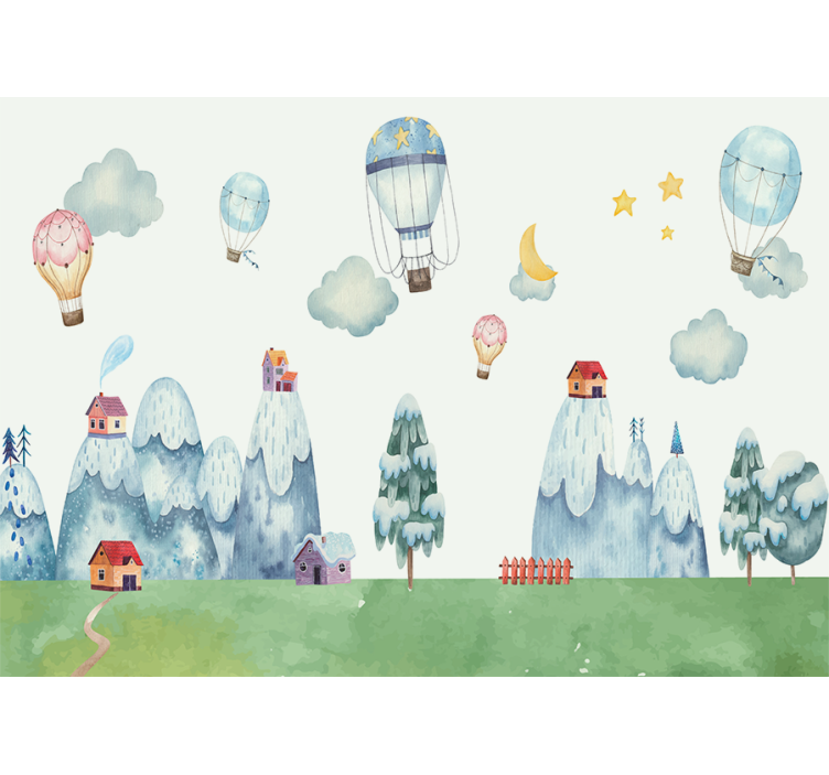 Nursery wall mural whimsical hot air balloons - TenStickers
